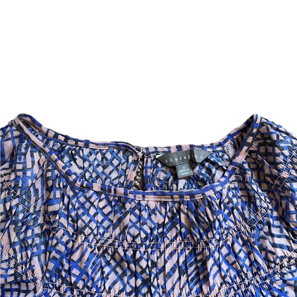 Sharagain Blue & Pink Short Sleeve Blouse | Women’s S - Picture 2 of 6